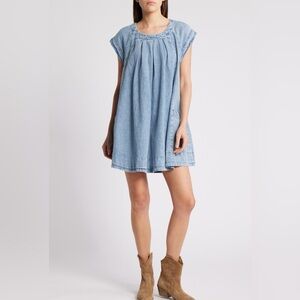 Marcel Pleated Denim Minidress